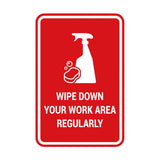 Portrait Round Wipe Down Your Work Area Regularly Sign