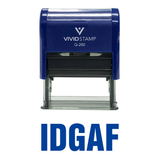 Blue IDGAF Self Inking Rubber Stamp