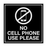 Signs ByLITA Square No Cell Phone Use Please Sign with Adhesive Tape, Mounts On Any Surface, Weather Resistant, Indoor/Outdoor Use