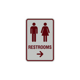 Portrait Round Restrooms Right Arrow Sign