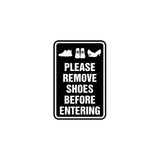 Portrait Round please remove shoes before entering Sign with Adhesive Tape, Mounts On Any Surface, Weather Resistant
