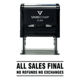 Black All Sales Final No Refunds No Exchanges Self Inking Rubber Stamp