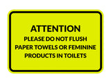 Signs ByLITA Classic Framed Attention Please Do Not Flush Paper Towels or Feminine Products in Toilets