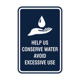 Signs ByLITA Portrait Round Help Us Conserve Water Avoid Excessive Use Sign with Adhesive Tape, Mounts On Any Surface, Weather Resistant, Indoor/Outdoor Use