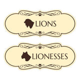 Designer Lions and Lionesses, Novelty Restroom (Set of 2) Wall or Door Signs