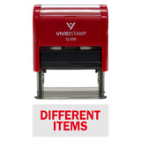 Red DIFFERENT ITEMS Self-Inking Office Rubber Stamp