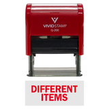 Red DIFFERENT ITEMS Self-Inking Office Rubber Stamp