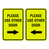 Portrait Round Please Use Other Door Sign Set with Adhesive Tape, Mounts On Any Surface, Weather Resistant