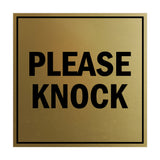Square Please Knock Sign with Adhesive Tape, Mounts On Any Surface, Weather Resistant