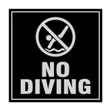 Square No Diving Sign with Adhesive Tape, Mounts On Any Surface, Weather Resistant