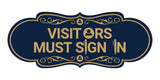 Designer Visitors Must Sign In Wall or Door Sign