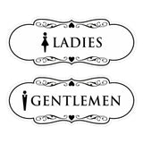 Designer Ladies and Gentlemen Figurines Restroom Signs (Set of 2) For Walls or Doors