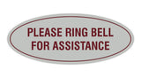 Signs ByLITA Oval Please Ring Bell For Assistance Sign
