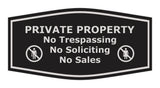 Fancy Private Property No Trespassing No Soliciting No Sales Wall or Door Sign