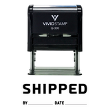Black SHIPPED By Date Self Inking Rubber Stamp