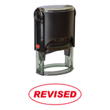Red Revised Self Inking Rubber Stamp (Oval Body) Size 1-5/8"