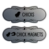 Designer Chicks and Chick Magnets, Novelty Restroom Signs (Set of 2) Wall or Door Signs