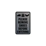 Portrait Round please remove shoes before entering Sign with Adhesive Tape, Mounts On Any Surface, Weather Resistant