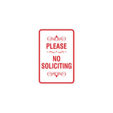 Portrait Round please no soliciting Sign with Adhesive Tape, Mounts On Any Surface, Weather Resistant