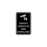 Portrait Round Property Under 24 HR Video Surveillance Sign with Adhesive Tape, Mounts On Any Surface, Weather Resistant
