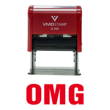 Red OMG Self Inking Rubber Stamp
