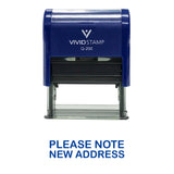 Blue PLEASE NOTE NEW ADDRESS Self Inking Rubber Stamp