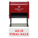 Red AS-IS FINAL SALE Self-Inking Office Rubber Stamp