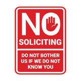 Portrait Round No Soliciting Do Not Bother Us If We Do Not Know You Wall or Door Sign