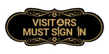 Designer Visitors Must Sign In Wall or Door Sign