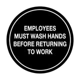 Signs ByLITA Circle Employees Must Wash Hands Before Returning to Work Sign