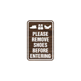 Portrait Round please remove shoes before entering Sign with Adhesive Tape, Mounts On Any Surface, Weather Resistant