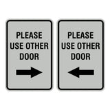 Portrait Round Please Use Other Door Sign Set with Adhesive Tape, Mounts On Any Surface, Weather Resistant
