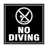 Square No Diving Sign with Adhesive Tape, Mounts On Any Surface, Weather Resistant