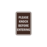 Portrait Round please knock before entering Sign with Adhesive Tape, Mounts On Any Surface, Weather Resistant