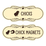 Designer Chicks and Chick Magnets, Novelty Restroom Signs (Set of 2) Wall or Door Signs