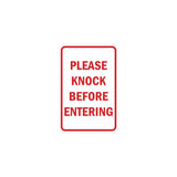Portrait Round please knock before entering Sign with Adhesive Tape, Mounts On Any Surface, Weather Resistant