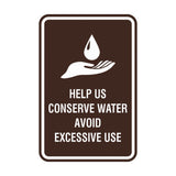 Signs ByLITA Portrait Round Help Us Conserve Water Avoid Excessive Use Sign with Adhesive Tape, Mounts On Any Surface, Weather Resistant, Indoor/Outdoor Use