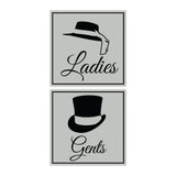 Square ladies and gents sign set with Adhesive Tape, Mounts On Any Surface, Weather Resistant