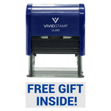 Blue Free Gift Inside Self-Inking Office Rubber Stamp