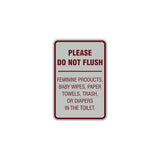 Portrait Round please do not flush etiquette Sign with Adhesive Tape, Mounts On Any Surface, Weather Resistant