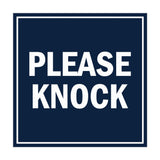 Square Please Knock Sign with Adhesive Tape, Mounts On Any Surface, Weather Resistant