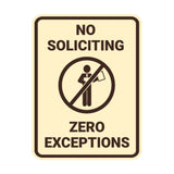 Portrait No Soliciting Zero Exceptions Wall or Door Sign