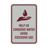 Signs ByLITA Portrait Round Help Us Conserve Water Avoid Excessive Use Sign with Adhesive Tape, Mounts On Any Surface, Weather Resistant, Indoor/Outdoor Use