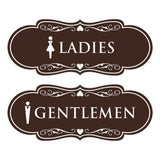 Designer Ladies and Gentlemen Figurines Restroom Signs (Set of 2) For Walls or Doors