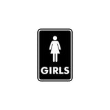 Signs ByLITA Portrait Round Girls (female bathroom icon) Sign with Adhesive Tape, Mounts On Any Surface, Weather Resistant, Indoor/Outdoor Use