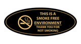 Oval THIS IS A SMOKE FREE ENVIRONMENT THANK YOU FOR NOT SMOKING Sign