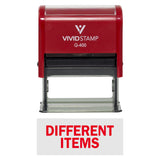 Red DIFFERENT ITEMS Self-Inking Office Rubber Stamp