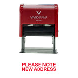 Red PLEASE NOTE NEW ADDRESS Self Inking Rubber Stamp