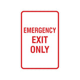 Portrait Round Emergency Exit Only Sign with Adhesive Tape, Mounts On Any Surface, Weather Resistant