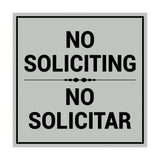 Square No Soliciting No Solicitar Sign with Adhesive Tape, Mounts On Any Surface, Weather Resistant